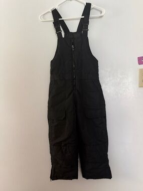Kids Black Insulated Snow Bib Overalls